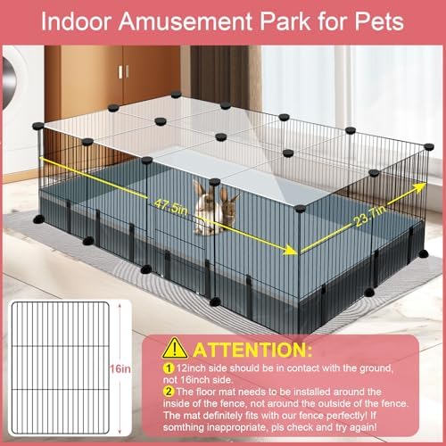 VISCOO 20 Panels Small Animal Playpen, 48" x 24" x 16" Rabbit Cage