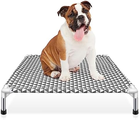 Kuntrust Elevated Outdoor Dog Bed, Medium Size, Cotton Material, Non-Slip Feet, Fits up to 70lbs