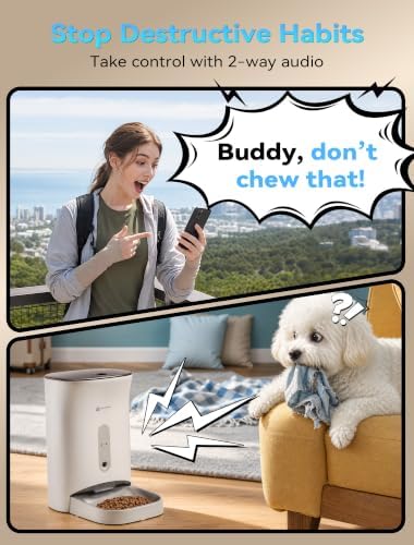 Automatic Cat Feeder with 3MP Camera,2K HD Video with Night Vision,5G/2.4G WiFi Pet Feeder with 2-Way Audio,App-Controlled Timed&Blockage Sensor,Detachable for Easy Cleaning with Desiccant for Cat/Dog