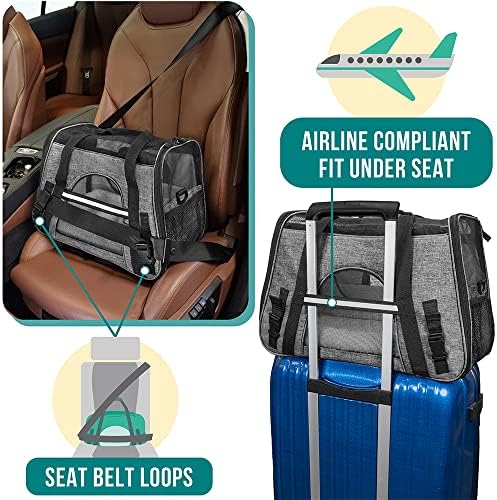 PetAmi Airline Approved Pet Carrier for Cats Small Dogs, Large Heather Gray