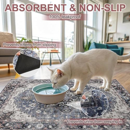 BEAUTYZOO Cat Litter Mat, 32" x 45" Large Litter Trapping Mat, Waterproof