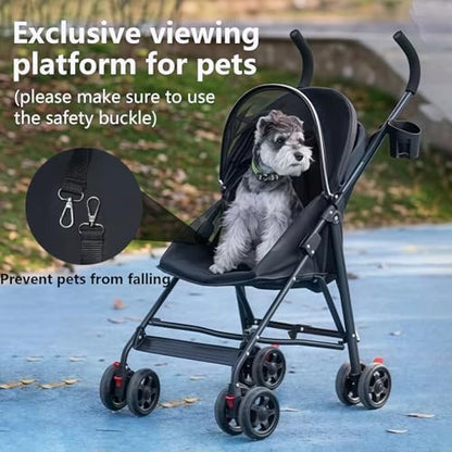 Cat Stroller Foldable Lightweight for Small Dogs Cats 0-15 lb Black