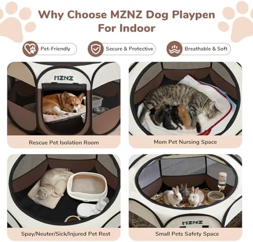 Dog Cat Small Animal Puppy Playpen Crate, Medium, Brown