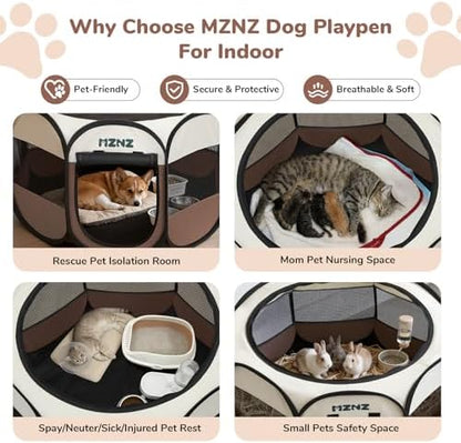 Dog Cat Small Animal Puppy Playpen Crate, Medium, Brown