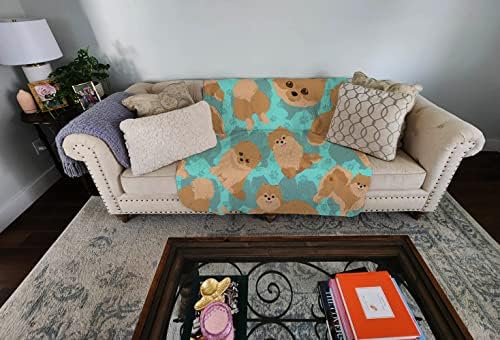 Caroline's Treasures MLM1083LQB Orange Pomeranian Quilted Blanket 50x60 Artwork Pattern Quilted Throw Blanket for Bed, Couch, Sofa, Soft and Lightweight