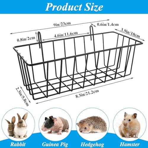 6 Pack Hay Feeder Rabbit with Hooks Heavy Duty, 9x4x3 Inch