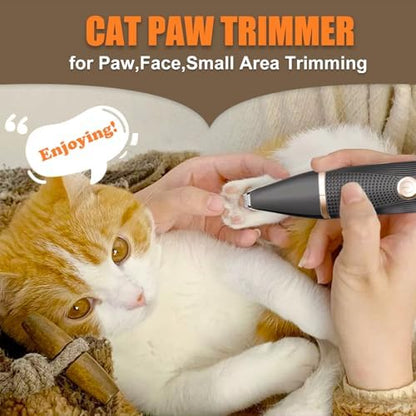 Cat Grooming Clippers Kit with Paw Trimmer, 3 in 1 Electric Pet Hair Trimmer Supplies for Thick Matted Hair, Heavy Coat Butt Shaver Cat Razor Fur Trimmer for Dogs at Home (Black)