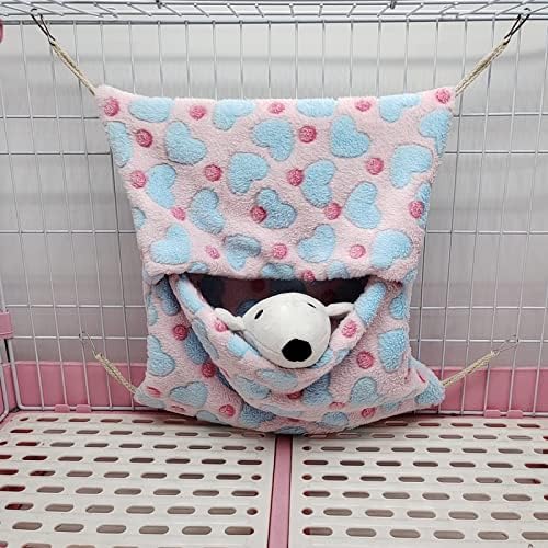 ISMARTEN Small Animal Hanging Hammock, Pet Hanging Nap Sack Sleep Bag Bed, Cage Hammock Beds for Ferret Guinea-Pig Sugar Glider Hamster Rat Mice Chinchilla Flying Gerbil and Squirrel (Pink)