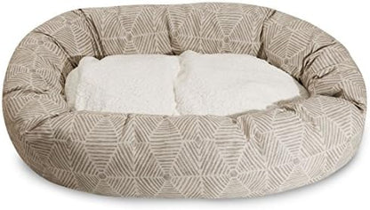 Majestic Pet 52" Charlie Beige Metallic Sherpa Bagel Bed