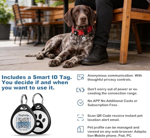 Smart Waterproof AirTag Dog Collar with QR Code ID Tag, Anti-Lost Tactical Dog Collar with Built-in AirTag Holder, Metal Buckle & Control Handle, GPS Tracker Collar for Medium to Large Dogs (Red, L)