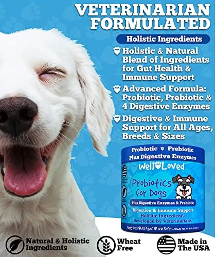 Well Loved Probiotics for Dogs, Dog Probiotics, Made in USA, Vet Developed