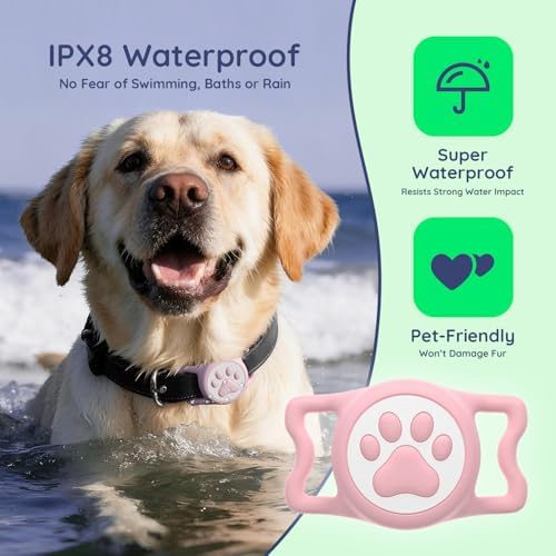IP68 Waterproof Dog AirTag Holder for Dog Collar, Soft, Stretchy Silicone