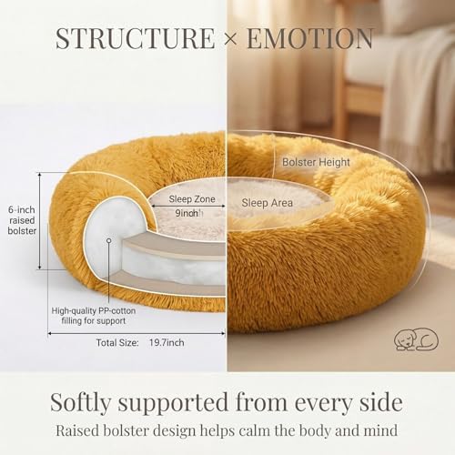nononfish Puppy Bed for Small Dogs,Soft Calming Donut Bed