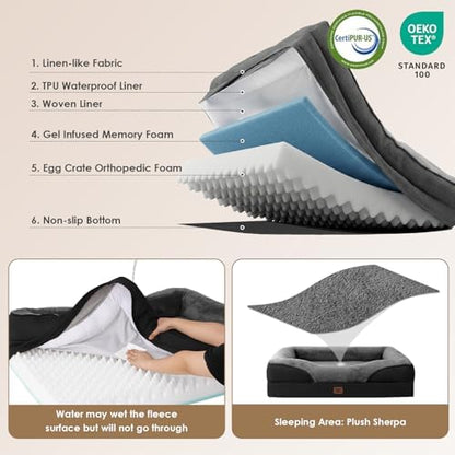 EHEYCIGA Orthopedic XL Dog Bed for Large Dog, Memory Foam Dog Couch