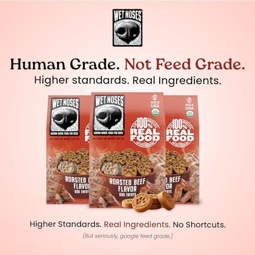 Wet Noses Organic Crunchy Dog Treats – All-Natural, Human-Grade, Non-GMO, Healthy Training & Delicious Snacks for Dogs, for All Dog Sizes & Breeds –Roasted Beef, 14oz (2 Pack)