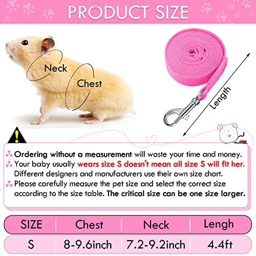 Satinior 2 Sets Guinea Pig Harness and Leash Kit, S, Pink, Blue