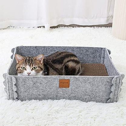 Cat Lounge Scratcher Box with Removable Cardboard (Grey)