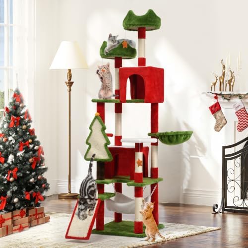 YITAHOME 75in Christmas Cat Tree Tower for Indoor Cats with Cat Condos