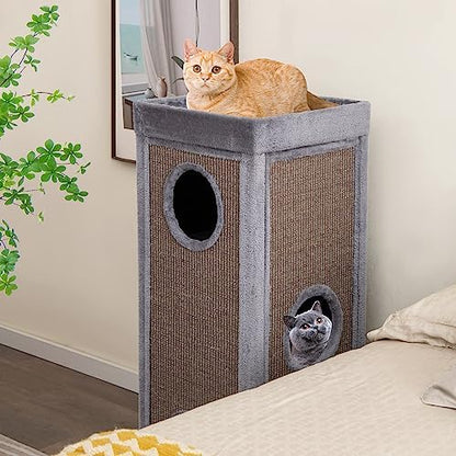 Tangkula 4 Story Cat Tree Condo, 39 Inch Multi-Layer Cat House with Sisal Scratch Pad, 3 Hideaways, Removable Soft Top Plush Bed, Barrel-Shaped Pet House Tower for Indoor Cats, Modern Cat Furniture