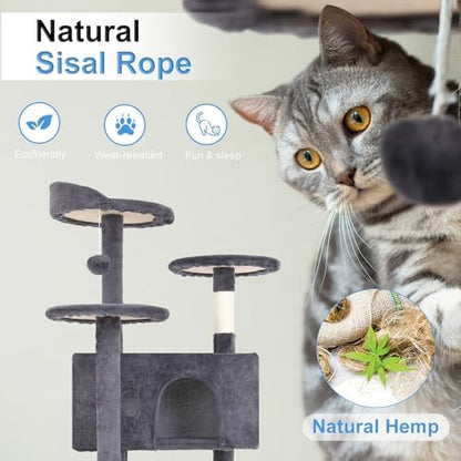 FDW | 54" Cat Tree Tower | Ashy | Multi-Level Indoor Activity Center