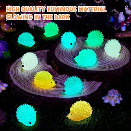 120PCS Luminous Mini Resin Hedgehogs Tiny Resin Hedgehogs for Dollhous