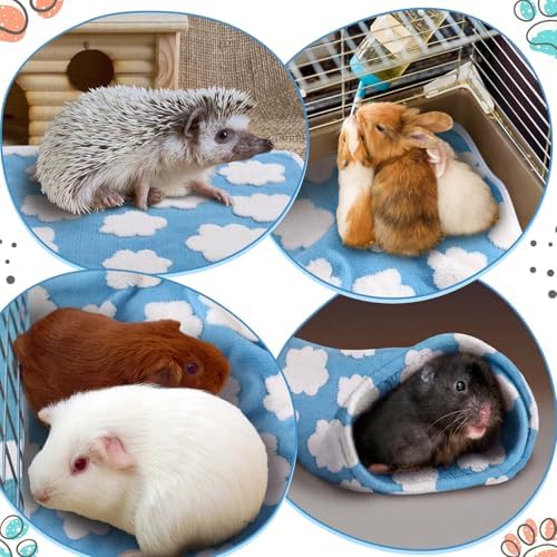 Reginary 4 Pcs Guinea Pig Fleece Cage Liners, White Clouds, 12 x 12 Inch