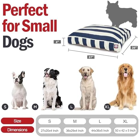 Majestic Pet Rectangular Dog Bed, Small, 27x20x4 in, Washable, Navy Blue