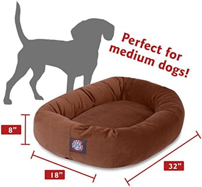 Majestic Pet Suede Calming Dog Bed, 32 Inch Medium, Round, Washable, Rust