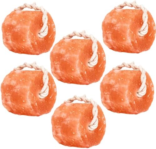 Glowyn Himalayan Salt Lick-Natural Minerals Block on Rope - 4.0 lbs. (6 Packs) - Great for Horses, Cattle, and Live Stock– Long Lasting – Pink Salt Lick