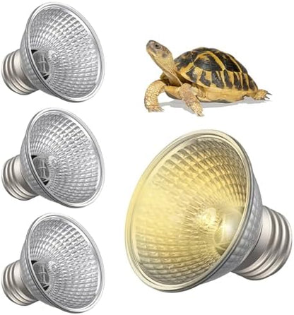 Pawfly 4 Pcs Heat Lamp Bulbs for Reptiles, 50 W UVA UVB Bulb, Reptile Heat Bulb Replacement, Turtle Lamp for Turtle Tank, Turtle Light for Bearded Dragon, Tortoise, Lizard & Chameleon