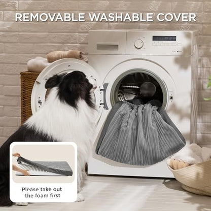 Bedsure ComfyFleece Large Dog Bed for Crate with Washable Cover, 35x22