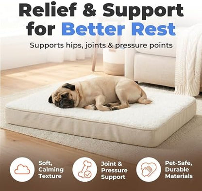 Best Pet Supplies Orthopedic Dog Bed with Memory Foam, Washable Dog Crate Mat for Small, Medium & Large Dogs, Thick Mattress for Crates, Kennels or Floor, Waterproof Pet Bed - Beige, 41 x 29 x 4