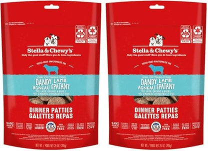 Stella & Chewy's Freeze-Dried Raw Dinner Patties - Dandy Lamb Recipe - High Protein Grain-Free Puppy & Dog Food - Perfect for Picky Eaters - 25 oz (Pack of 2)