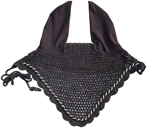 Elegant Horse Ear Bonnet, Fly Veil & Fly Mask – Superior Fly Protection with Style and Comfort for Every Ride (Dark Grey/Charcoal, Pony)