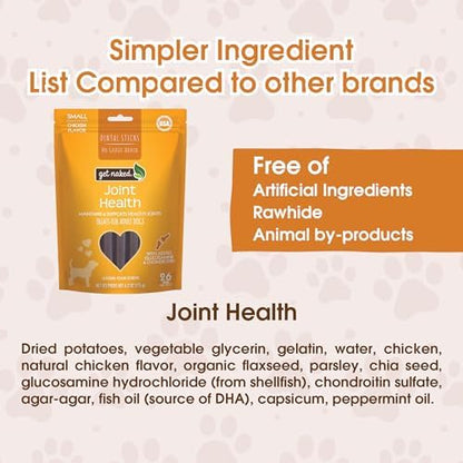 Get Naked Grain Free 1 Pouch 6.6 Oz Joint Health Dental Chew Sticks, Large