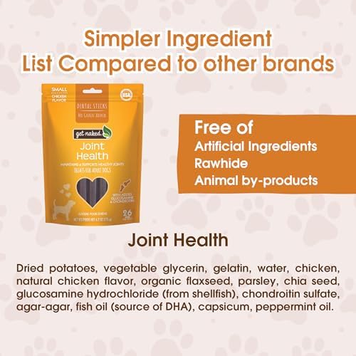 Get Naked Grain-Free Joint Health Dental Chew Sticks for Small Dogs, Natural Dog Dental Chews & Treats, 6.2 oz