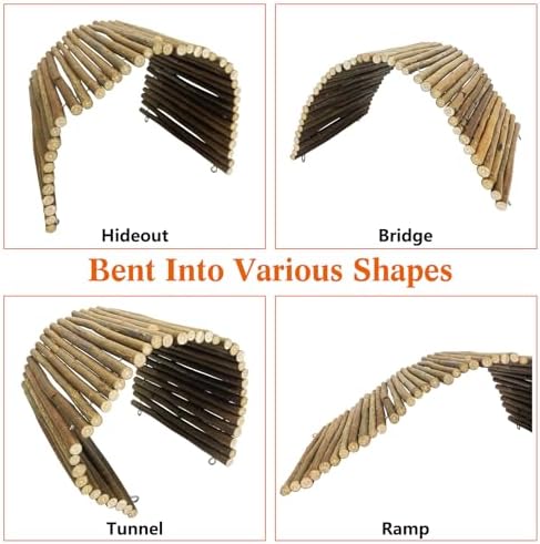BNOSDM Reptile Hide Set Wooden Bridge Tortoise Hideout Climbing 19.7x9in