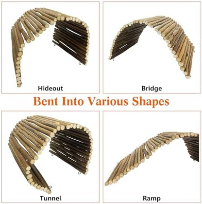 BNOSDM Reptile Hide Set Wooden Bridge Tortoise Hideout Climbing 19.7x9in