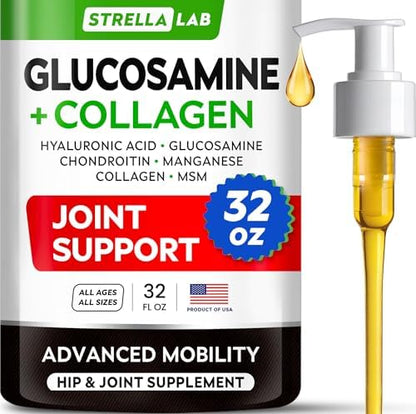 Liquid Glucosamine for Dogs w/Collagen, Hip Joint Supplement, Mobility Aid