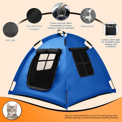 Portable Pet Tent, Full-Enclosure Zippered Mesh, Indoor & Outdoor