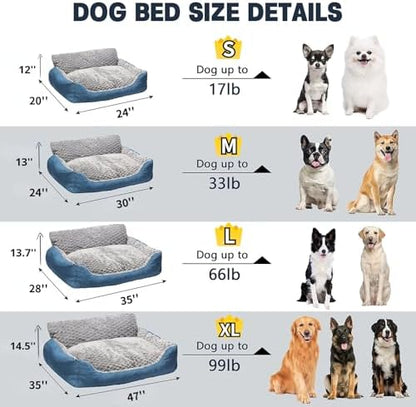 Medium Dog Bed, Orthopedic Bolster Sofa with Soft Plush Cushion, Machine Washable Non-Slip Bottom for Joint Pain Relief, 30"x24"x13" All Season Comfort for Dogs Up to 33 lbs
