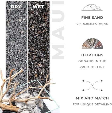 UNS Controsand - Maui, 8L - Natural Freshwater 0.4-0.9mm Black Sand for Aquascaping Planted Tanks - Aquarium, Terrarium, Paludarium Substrate for Betta, Shrimp, Fish, Jumping Spider, Turtle