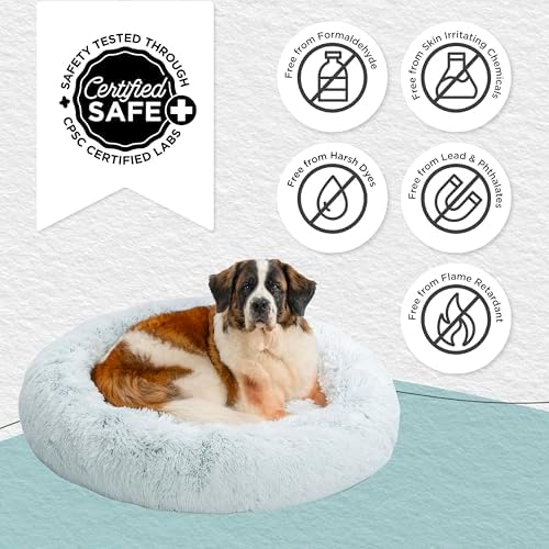 Best Friends by Sheri Original Calming Donut Dog Bed, Frost Gray, XL, 45"