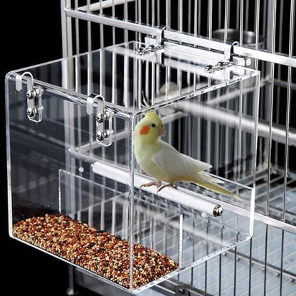 No Mess Bird Feeder for Cage, Automatic Acrylic No Mess Bird Feeder Cage