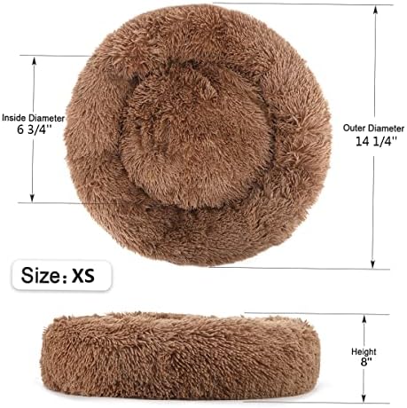 NOYAL Donut Dog Bed for Small Medium Pets, Plush Calming Faux Fur
