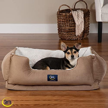 Serta Orthopedic Cuddler Dog Bed for Pets – Desert Sand (Large)