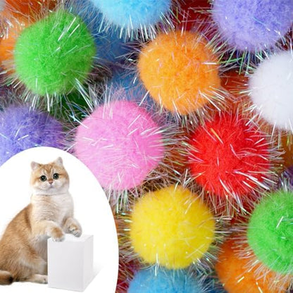 DF DUALFERV 30 Pcs Cat Pom Pom Balls, 1.5 Inch Multicolor