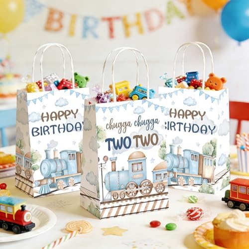 16Pcs Train 2nd Bday Party Favor Bags Chugga Chugga Two Two Goodie Bags