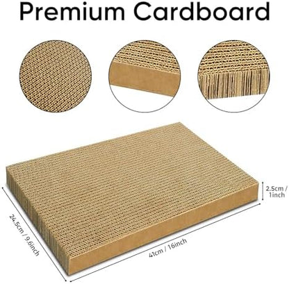 Cat Scratcher 4-Pack, Large Cardboard Pads for Indoor Cats