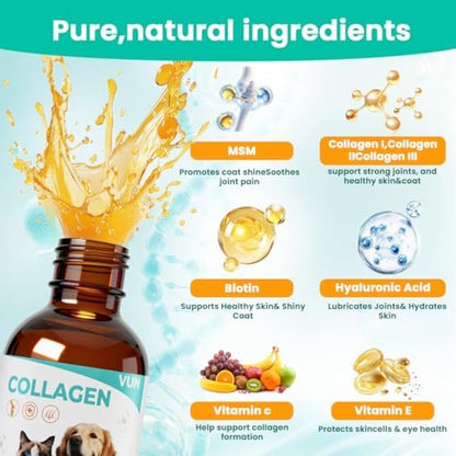 VUN Liquid Collagen for Dogs-Hip and Joint Support,Skin Coat Health